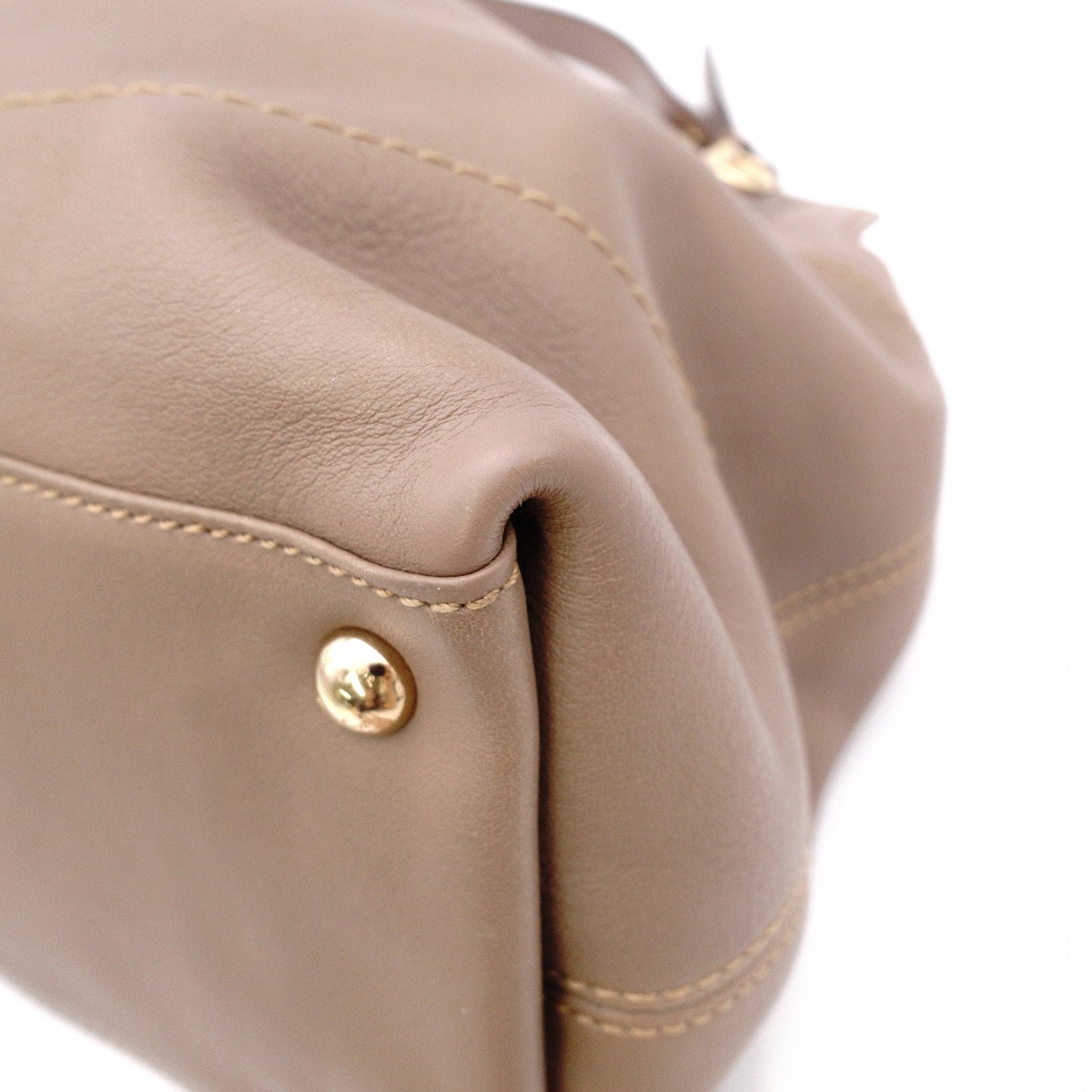 Salvatore Ferragamo Gancini Handbag, Leather, Brown, Gold Hardware