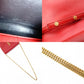 YVES SAINT LAURENT Chain Wallet V-Stitch Shoulder Bag, Leather, Red