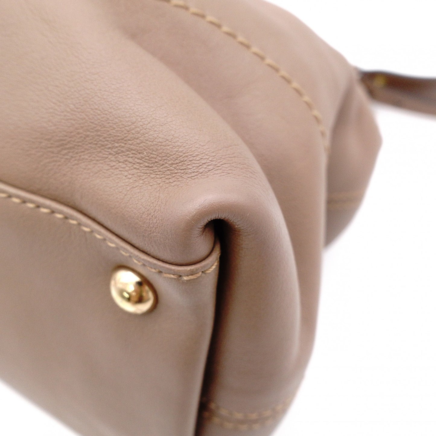 Salvatore Ferragamo Gancini Handbag, Leather, Brown, Gold Hardware