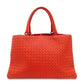 Bottega Veneta Intrecciato Handbag Red Leather Tote Red 7-9-625