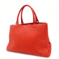Bottega Veneta Intrecciato Handbag Red Leather Tote Red 7-9-625