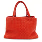 Bottega Veneta Intrecciato Handbag Red Leather Tote Red 7-9-625