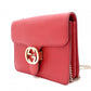 GUCCI Interlocking Shoulder Bag, Leather, Red, Gold Hardware