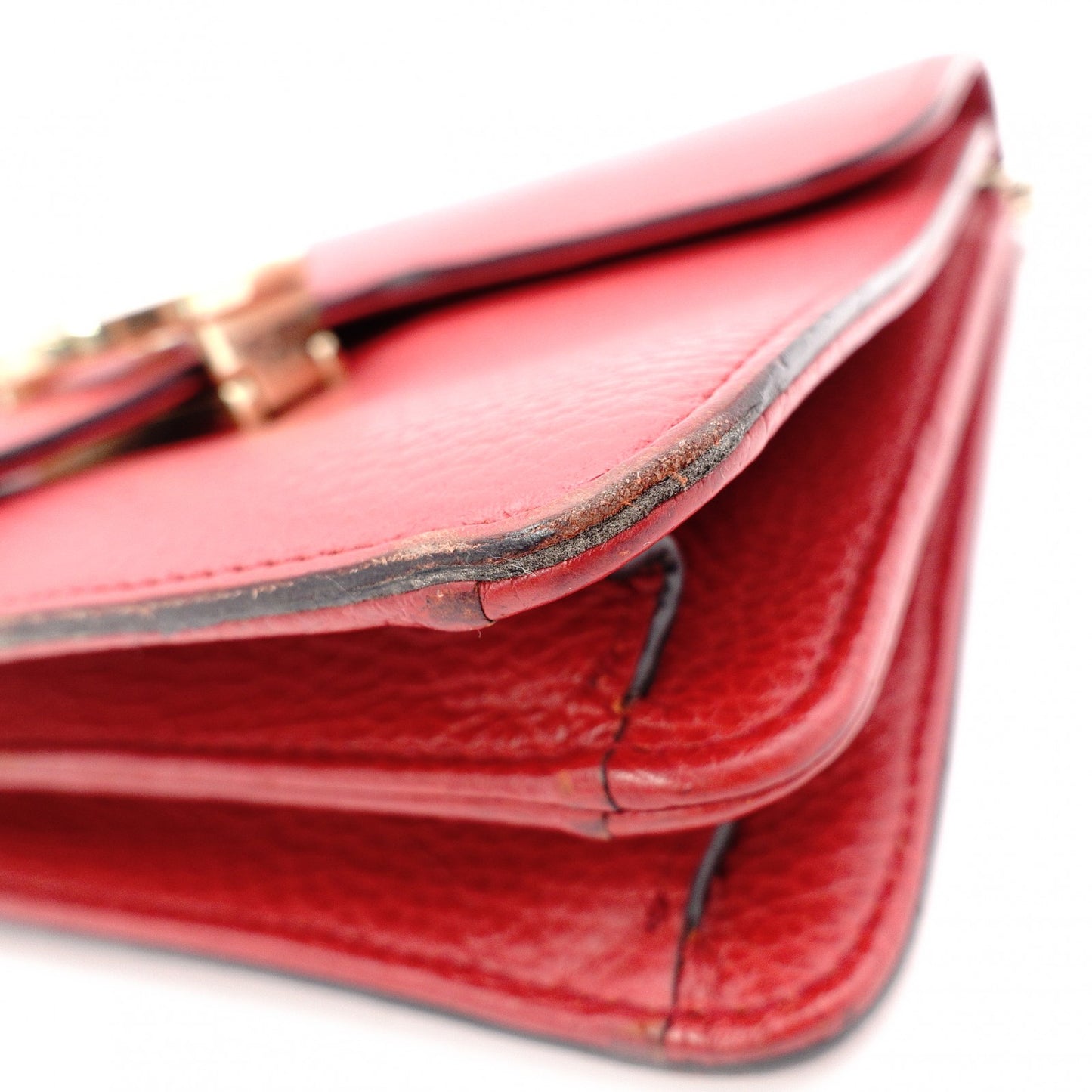 GUCCI Interlocking Shoulder Bag, Leather, Red, Gold Hardware