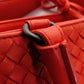 Bottega Veneta Intrecciato Handbag Red Leather Tote Red 7-9-625