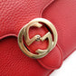 GUCCI Interlocking Shoulder Bag, Leather, Red, Gold Hardware