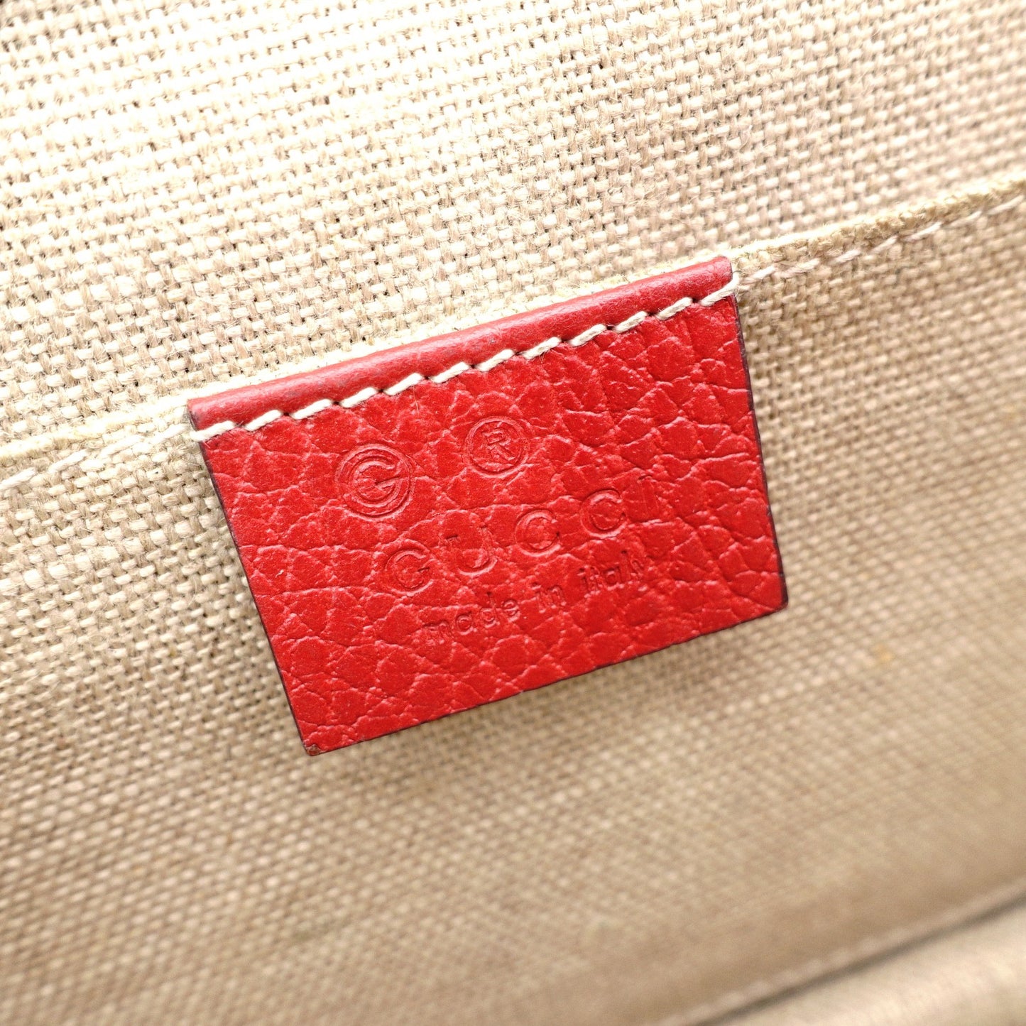 GUCCI Interlocking Shoulder Bag, Leather, Red, Gold Hardware