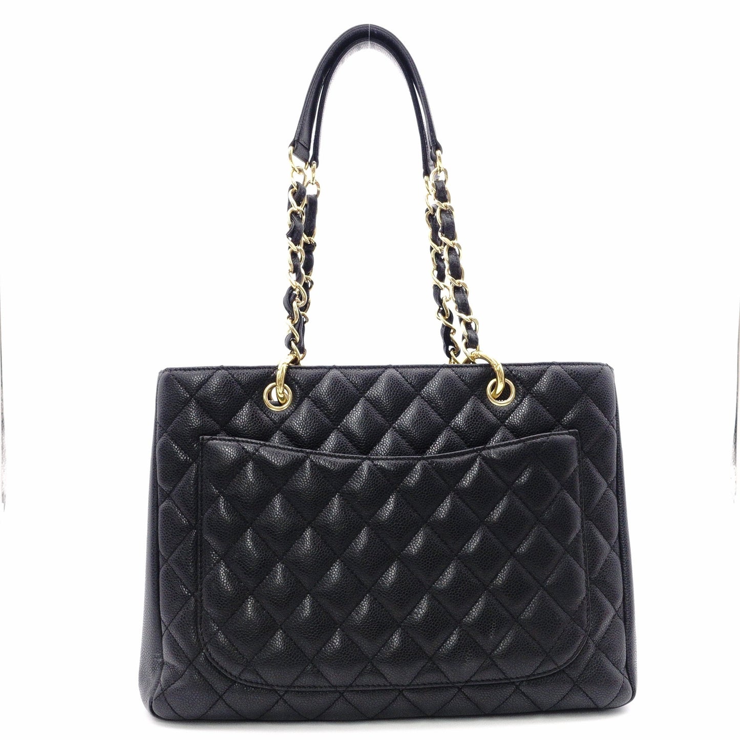 CHANEL GST Matelassé Caviar Skin Shoulder Bag, Leather, Black, Gold Hardware