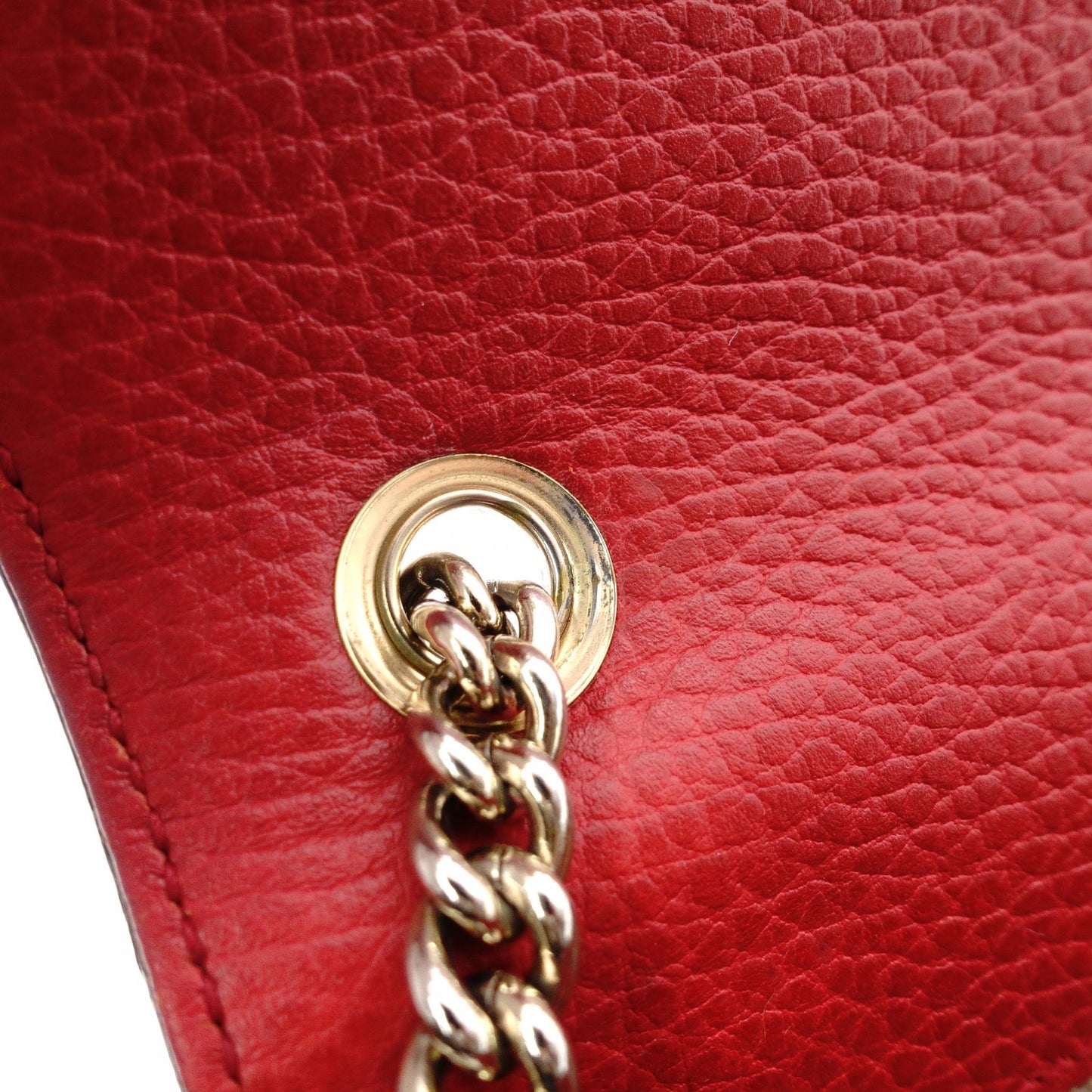 GUCCI Interlocking Shoulder Bag, Leather, Red, Gold Hardware