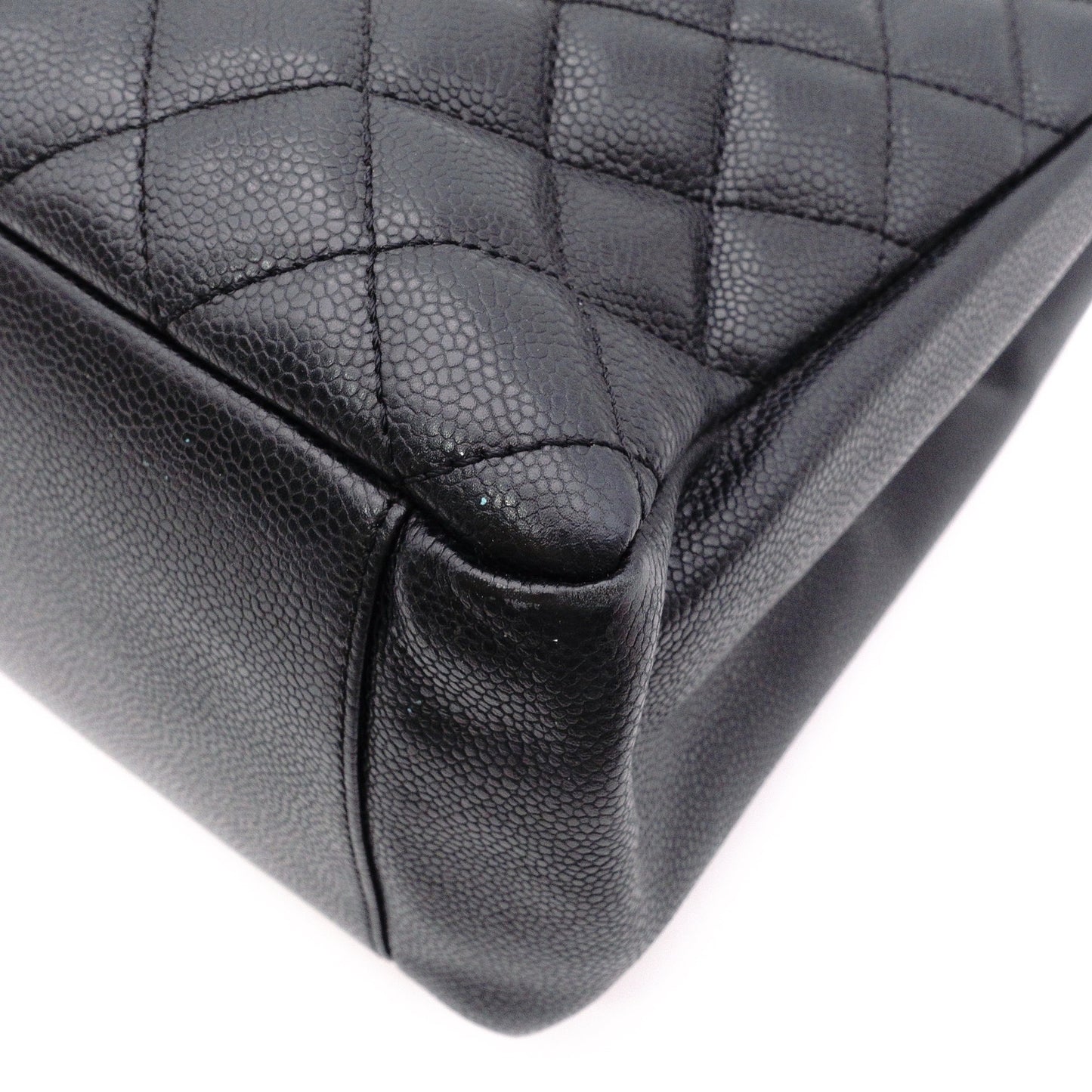 CHANEL GST Matelassé Caviar Skin Shoulder Bag, Leather, Black, Gold Hardware