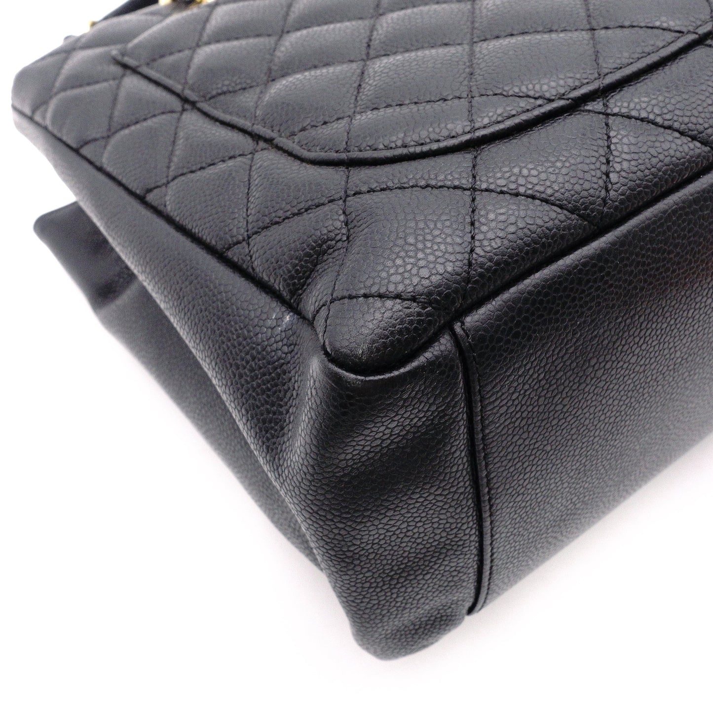CHANEL GST Matelassé Caviar Skin Shoulder Bag, Leather, Black, Gold Hardware