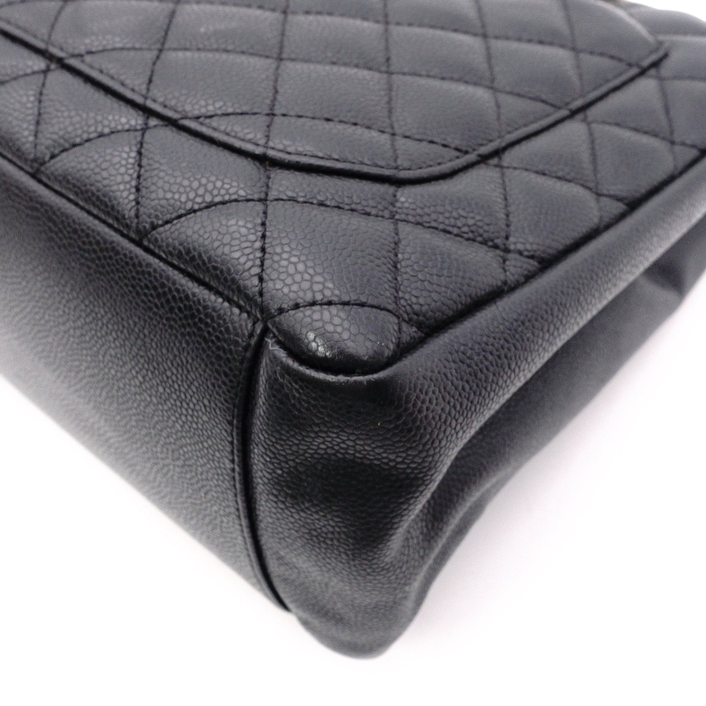 CHANEL GST Matelassé Caviar Skin Shoulder Bag, Leather, Black, Gold Hardware