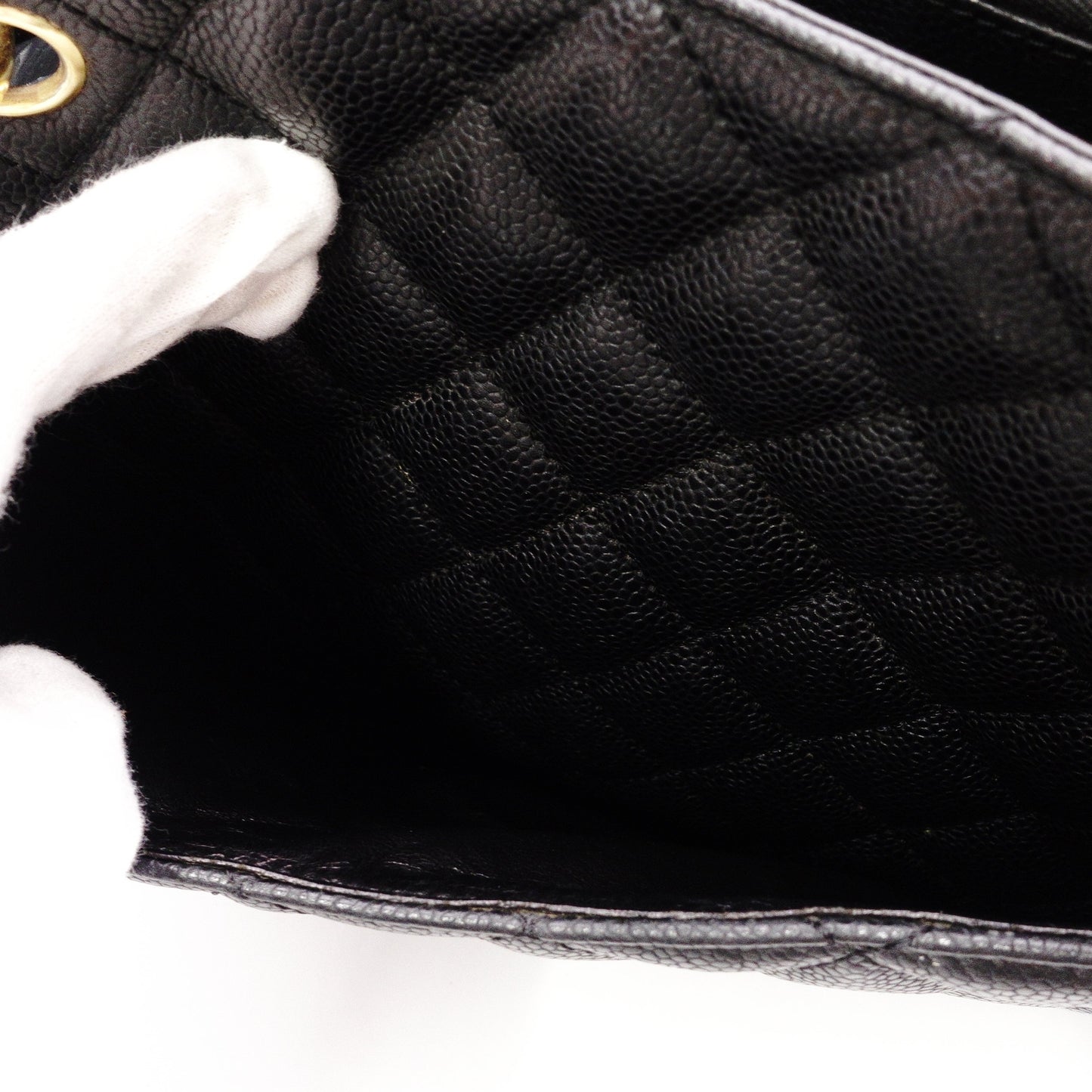 CHANEL GST Matelassé Caviar Skin Shoulder Bag, Leather, Black, Gold Hardware