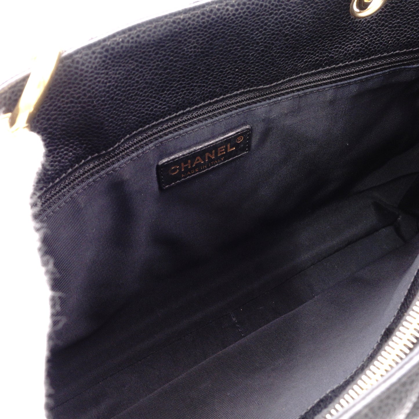 CHANEL GST Matelassé Caviar Skin Shoulder Bag, Leather, Black, Gold Hardware