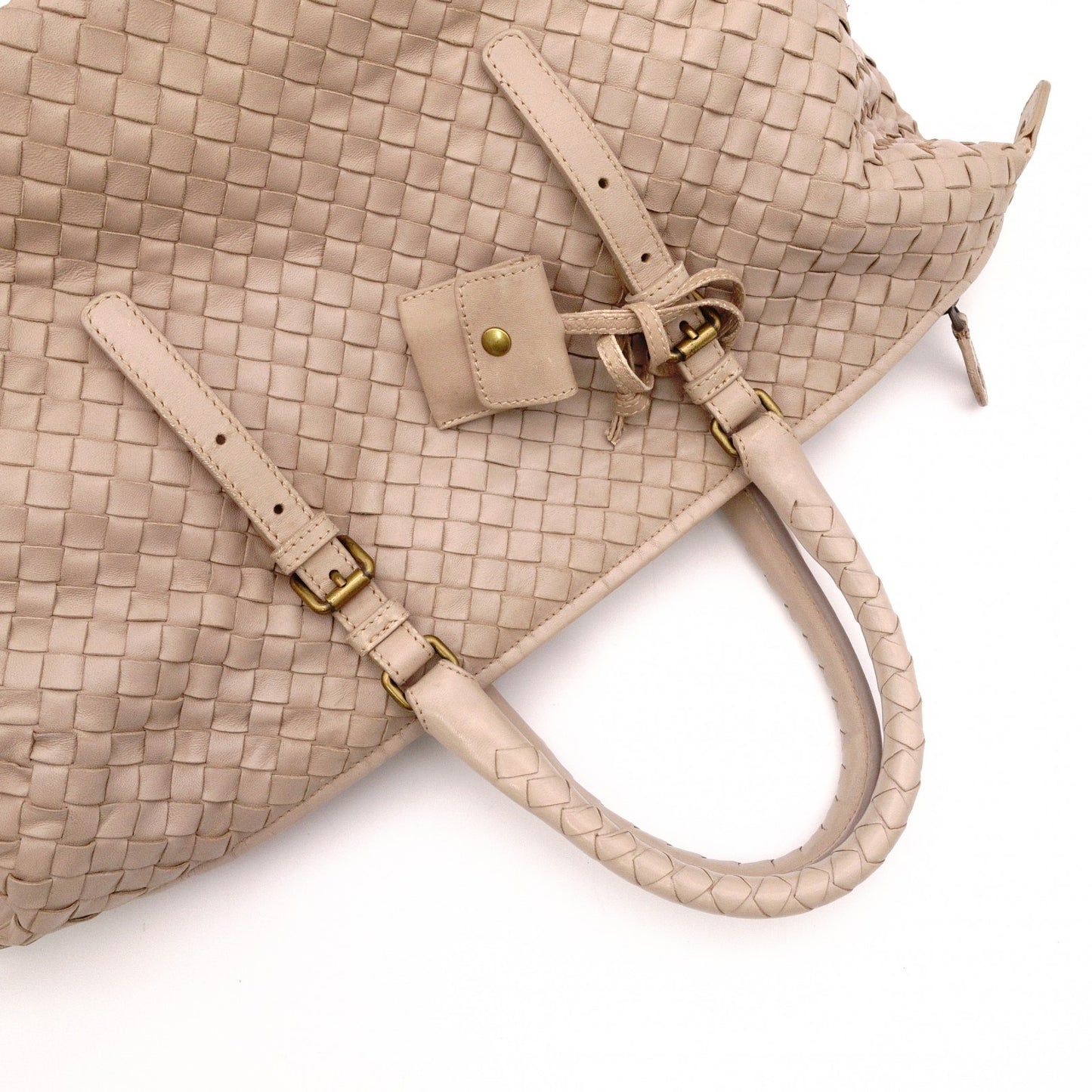 BOTTEGAVENETA Intrecciato Handbag, Leather, Beige