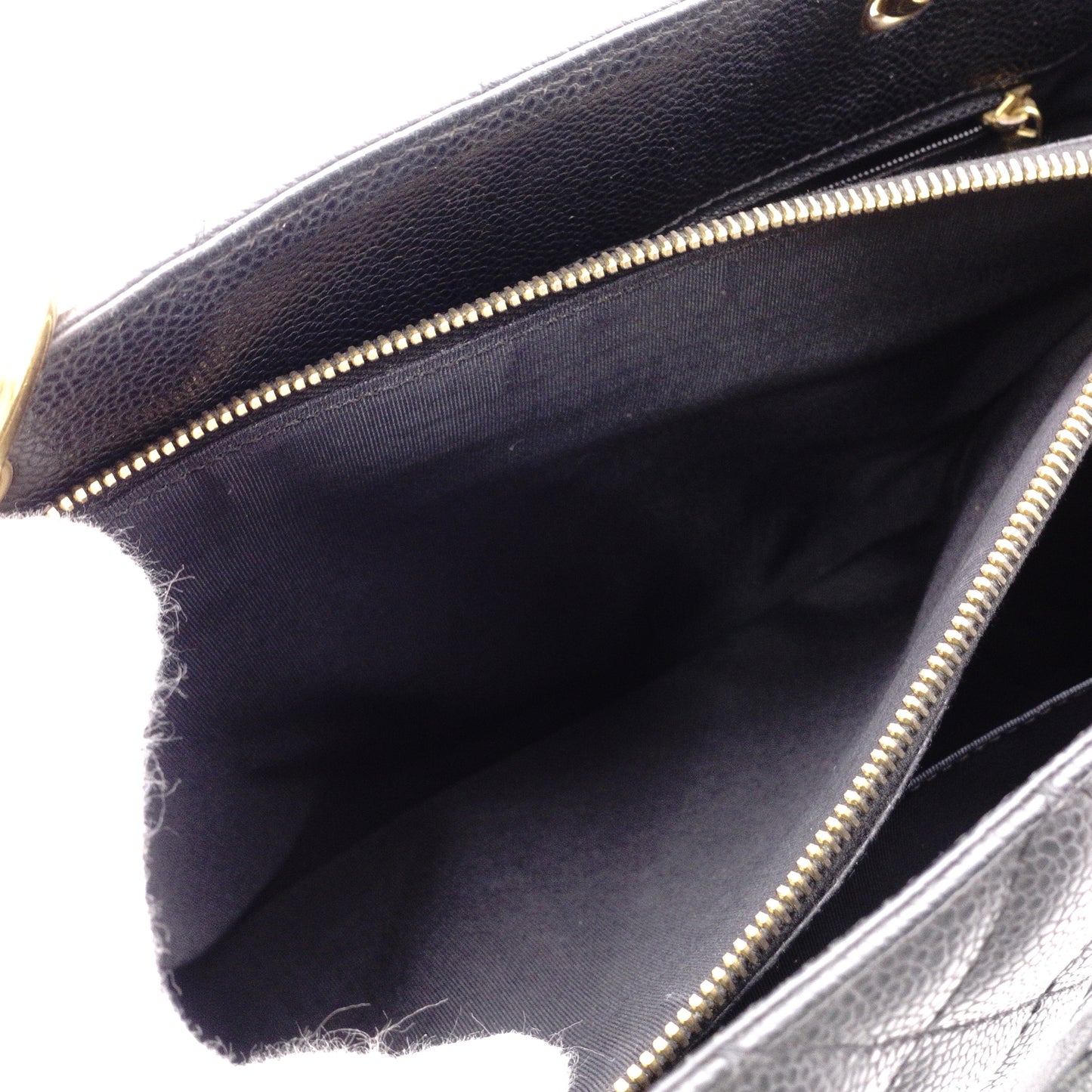 CHANEL GST Matelassé Caviar Skin Shoulder Bag, Leather, Black, Gold Hardware