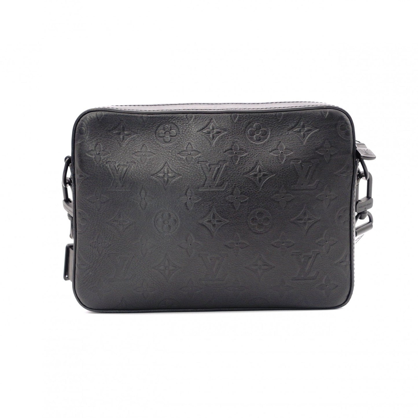 LOUIS VUITTON Duo Messenger Monogram Shadow Shoulder Bag, Leather, Black