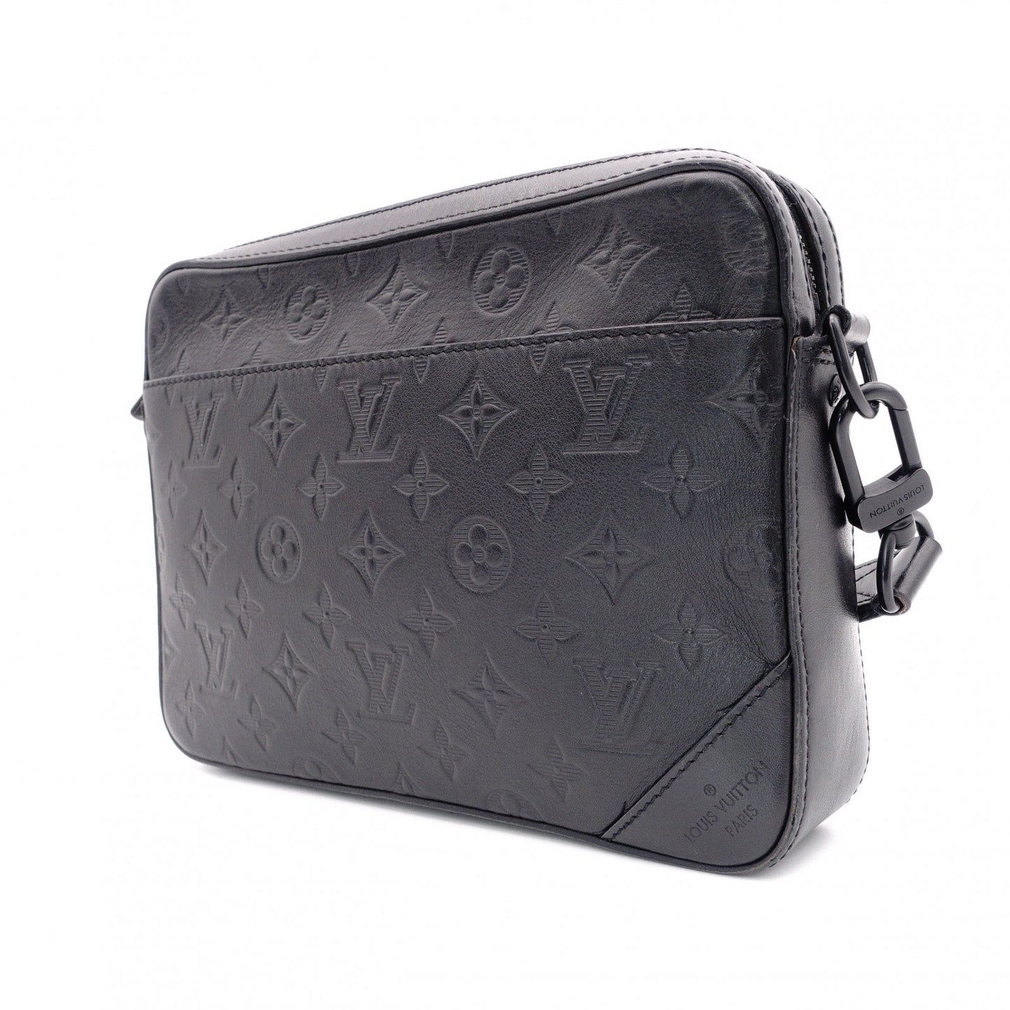 LOUIS VUITTON Duo Messenger Monogram Shadow Shoulder Bag, Leather, Black