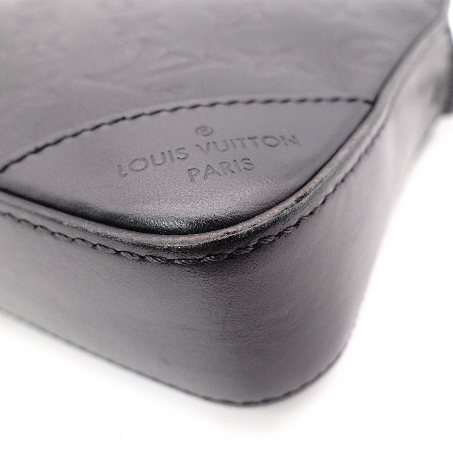 LOUIS VUITTON Duo Messenger Monogram Shadow Shoulder Bag, Leather, Black