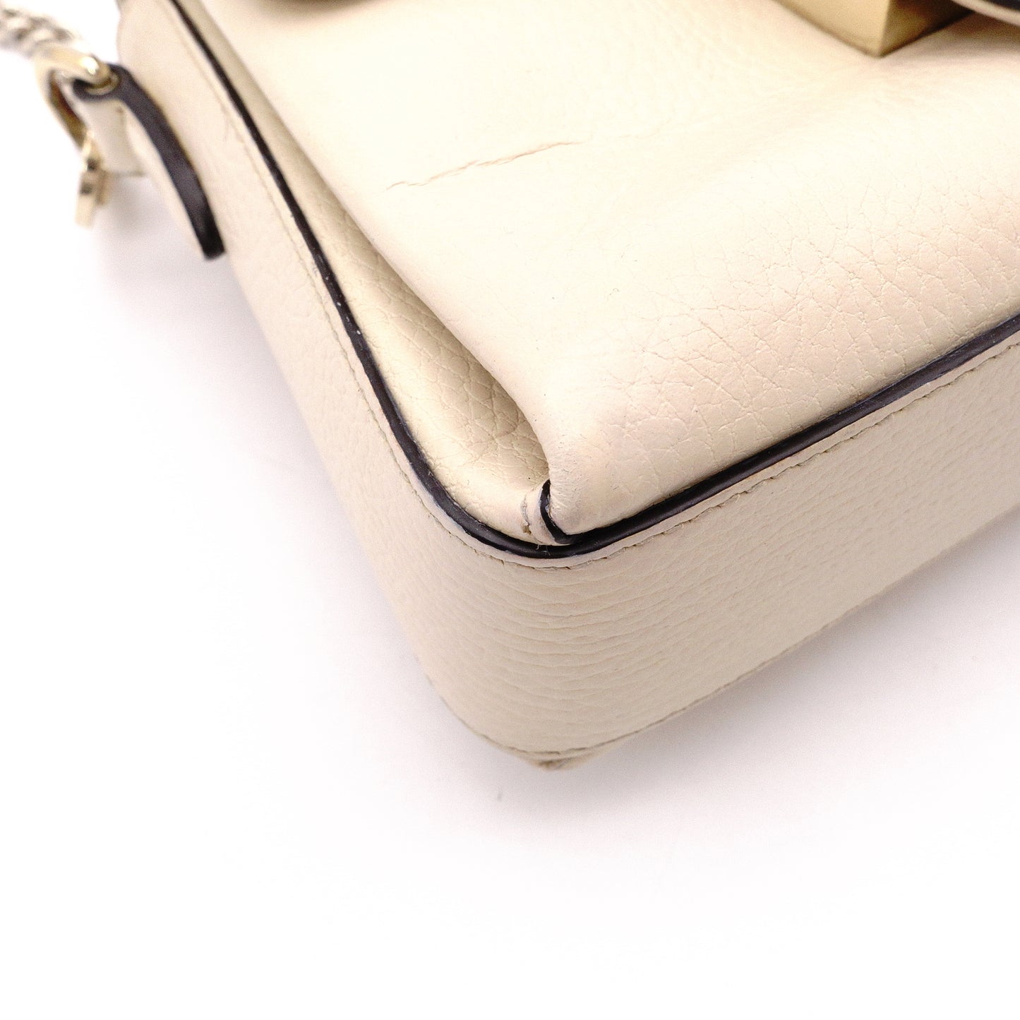 GUCCI Interlocking Shoulder Bag, Leather, Off-White, Crossbody, GG Logo, Gold Hardware
