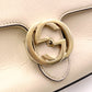 GUCCI Interlocking Shoulder Bag, Leather, Off-White, Crossbody, GG Logo, Gold Hardware