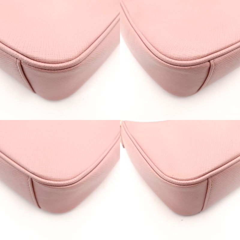PRADA ReEdition Saffiano Leather Shoulder Bag Pink Leather Gold Hardware R811025