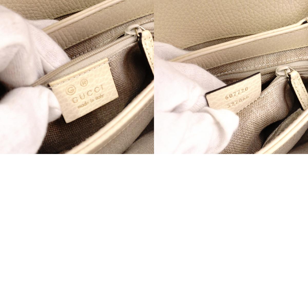 GUCCI Interlocking Shoulder Bag, Leather, Off-White, Crossbody, GG Logo, Gold Hardware
