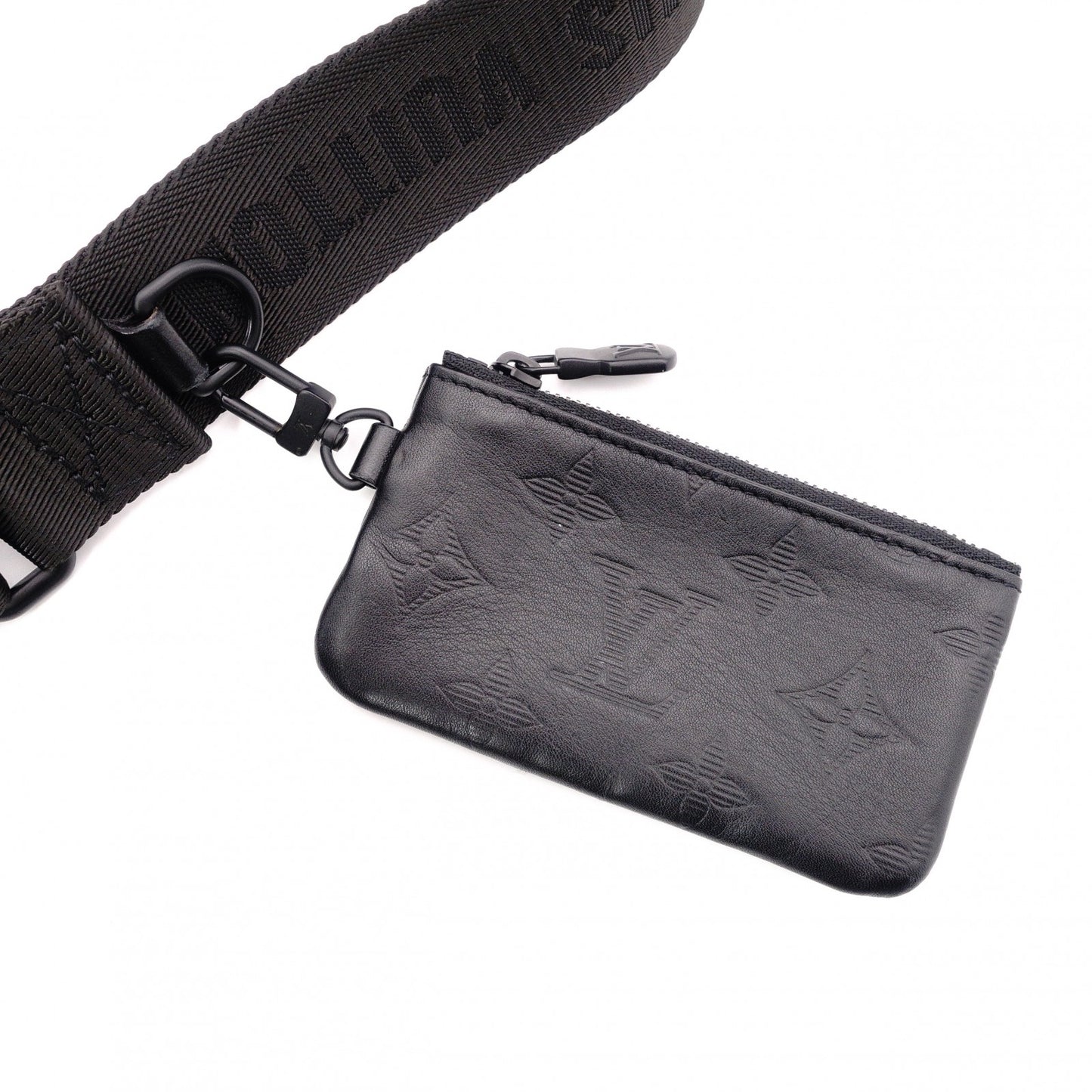 LOUIS VUITTON Duo Messenger Monogram Shadow Shoulder Bag, Leather, Black