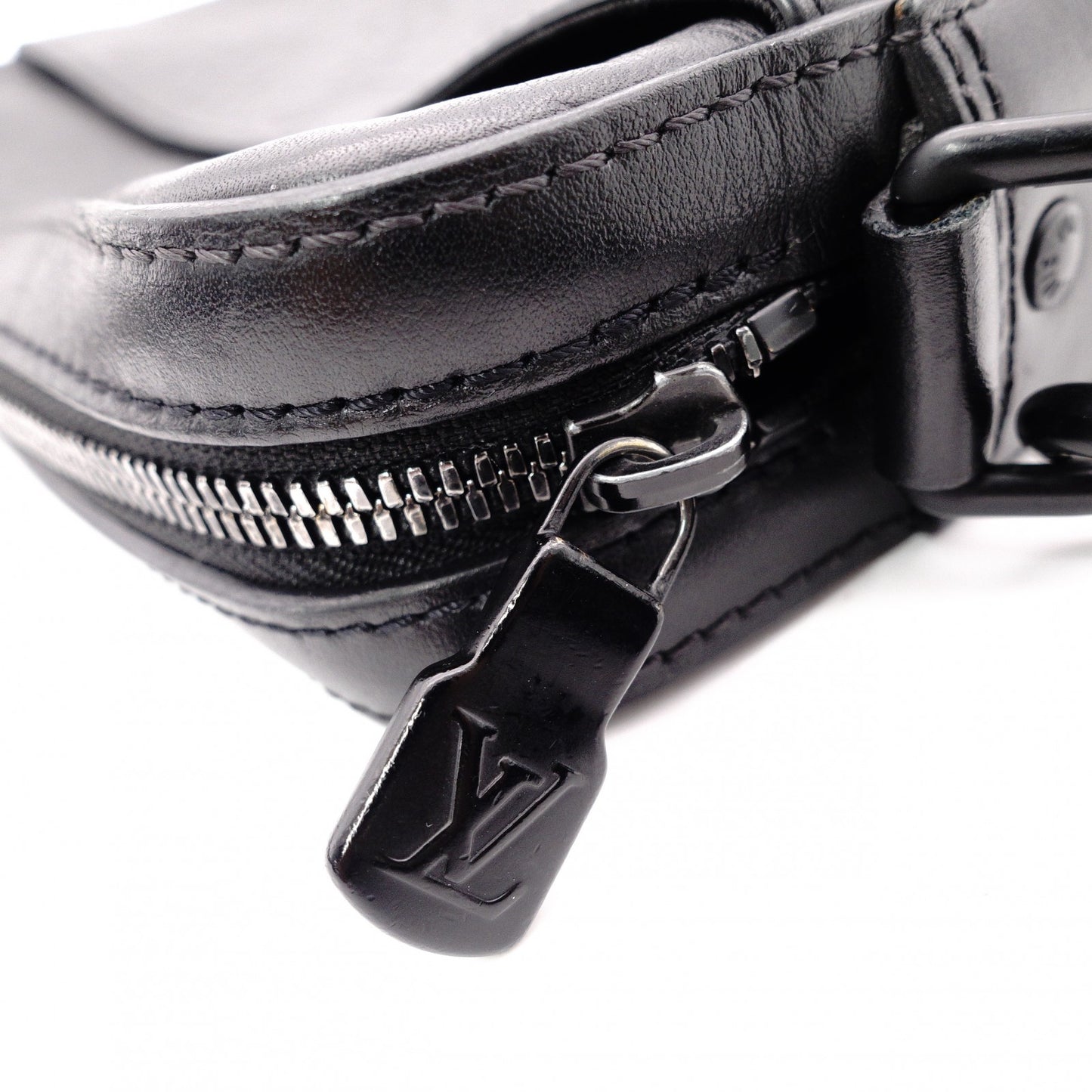 LOUIS VUITTON Duo Messenger Monogram Shadow Shoulder Bag, Leather, Black