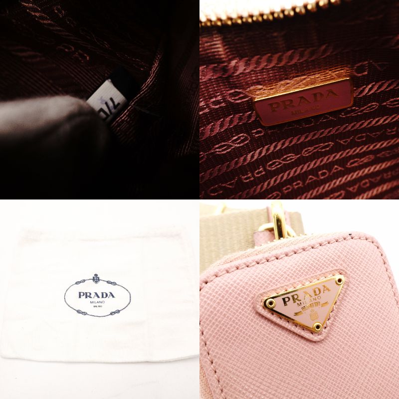 PRADA ReEdition Saffiano Leather Shoulder Bag Pink Leather Gold Hardware R811025