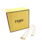 FENDI F Logo Rhinestone Necklace Gold Pendant with Box 7-9-791