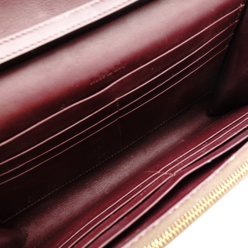 CELINE Tri-Faure Chain Wallet Red Leather Gold Hardware Long Wallet Shoulder Bag R801981