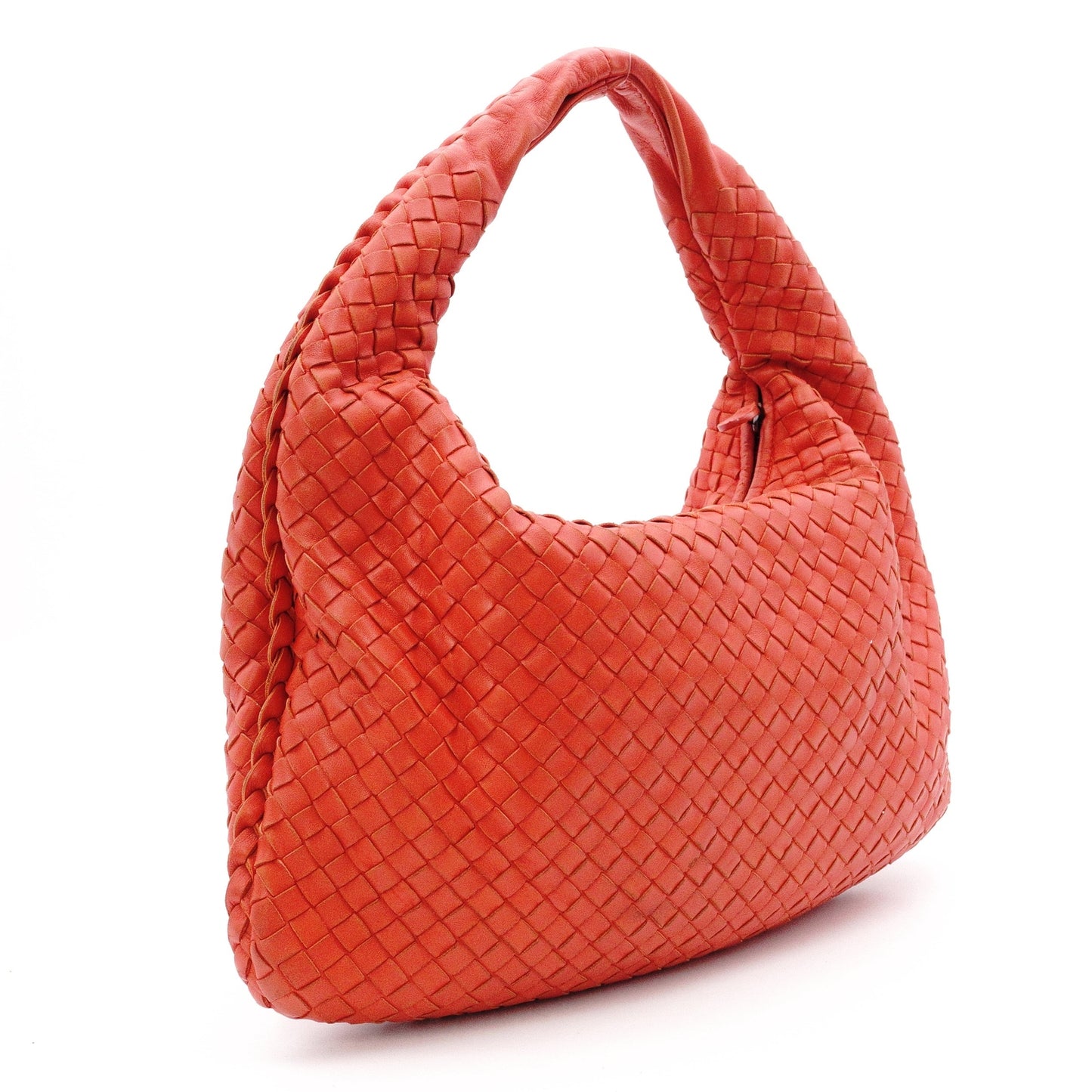 Bottega Veneta Intrecciato Shoulder Bag, Leather, Orange, Hobo