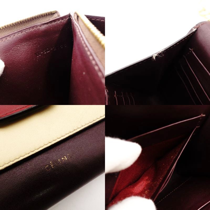 CELINE Tri-Faure Chain Wallet Red Leather Gold Hardware Long Wallet Shoulder Bag R801981