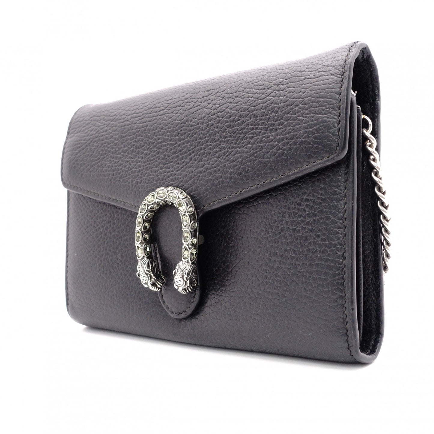 GUCCI Dionysus Shoulder Bag, Leather, Black with Silver Hardware