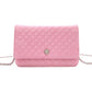 CHANEL Matelassé Wallet Chain, Leather, Pink, Crossbody, Silver Hardware