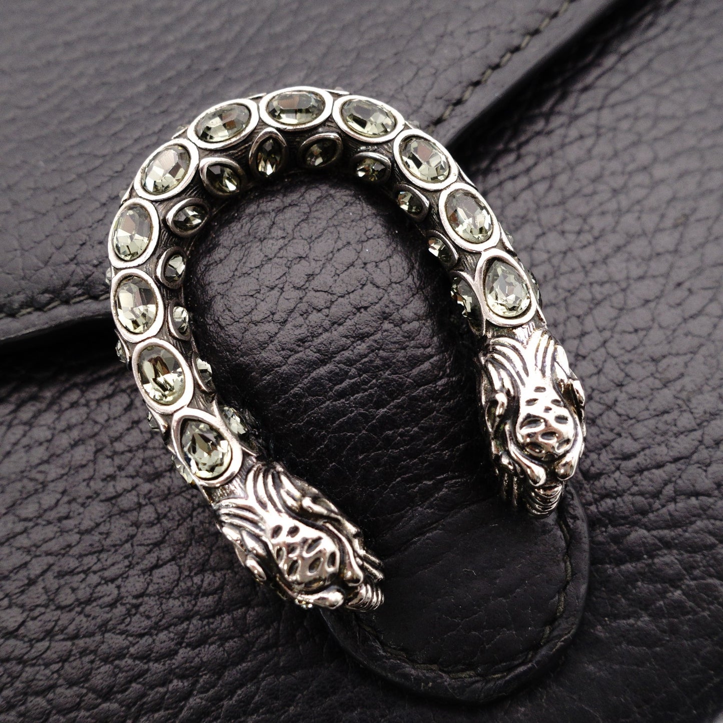 GUCCI Dionysus Shoulder Bag, Leather, Black with Silver Hardware