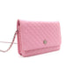 CHANEL Matelassé Wallet Chain, Leather, Pink, Crossbody, Silver Hardware