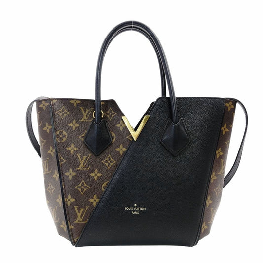 LOUIS VUITTON Kimono Noir Handbag Brown × Black 2-Way Leather PVC Shoulder R801412
