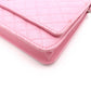 CHANEL Matelassé Wallet Chain, Leather, Pink, Crossbody, Silver Hardware