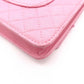 CHANEL Matelassé Wallet Chain, Leather, Pink, Crossbody, Silver Hardware