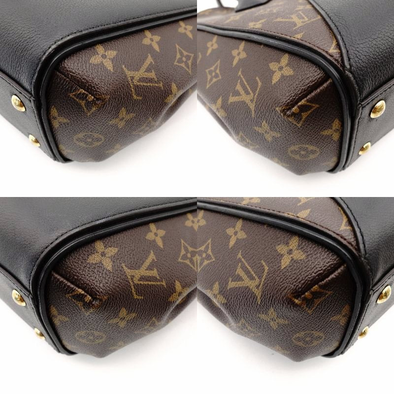 LOUIS VUITTON Kimono Noir Handbag Brown × Black 2-Way Leather PVC Shoulder R801412