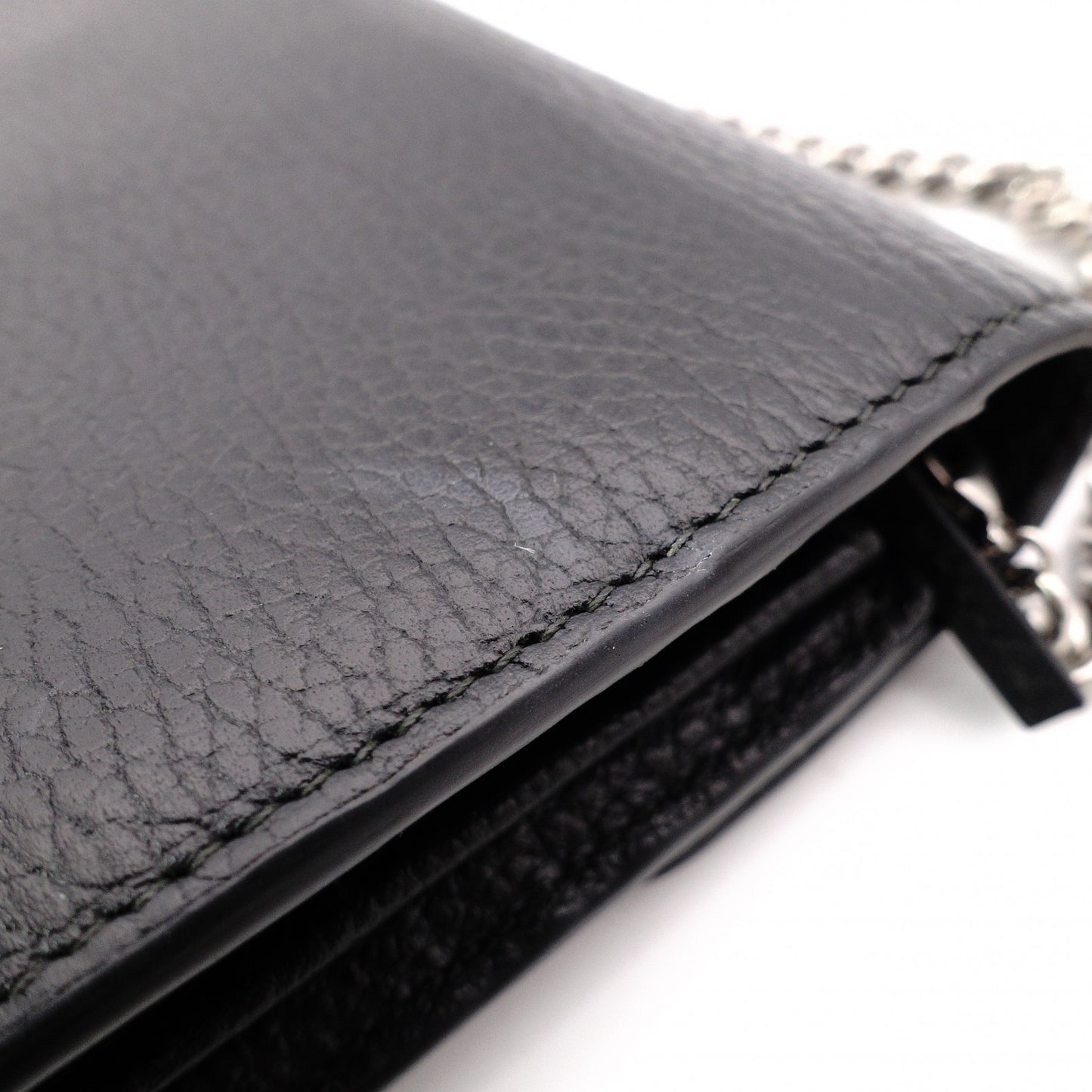 GUCCI Dionysus Shoulder Bag, Leather, Black with Silver Hardware