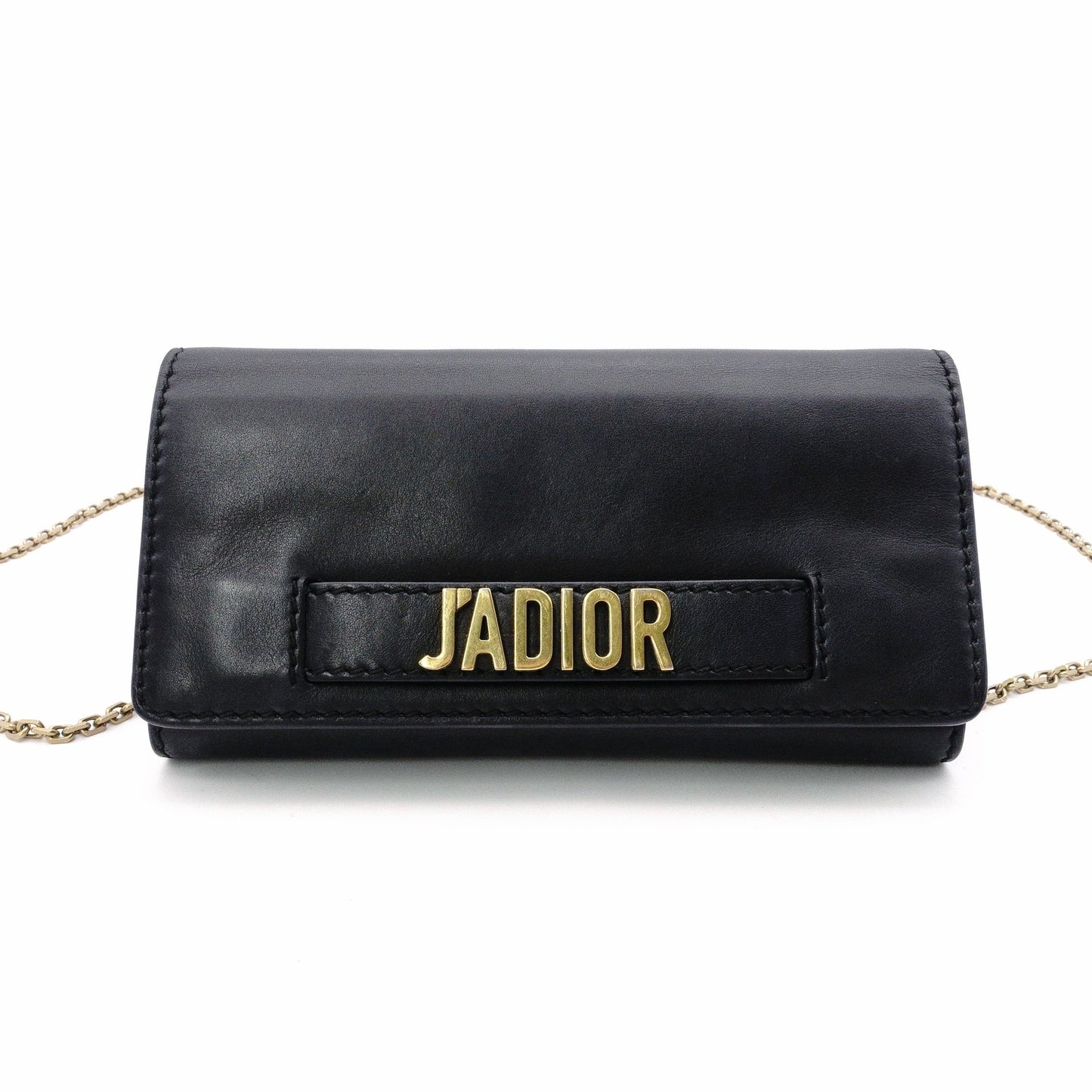 Christian Dior J'ADIOR Wallet Chain, Leather, Black, Crossbody, Gold Hardware