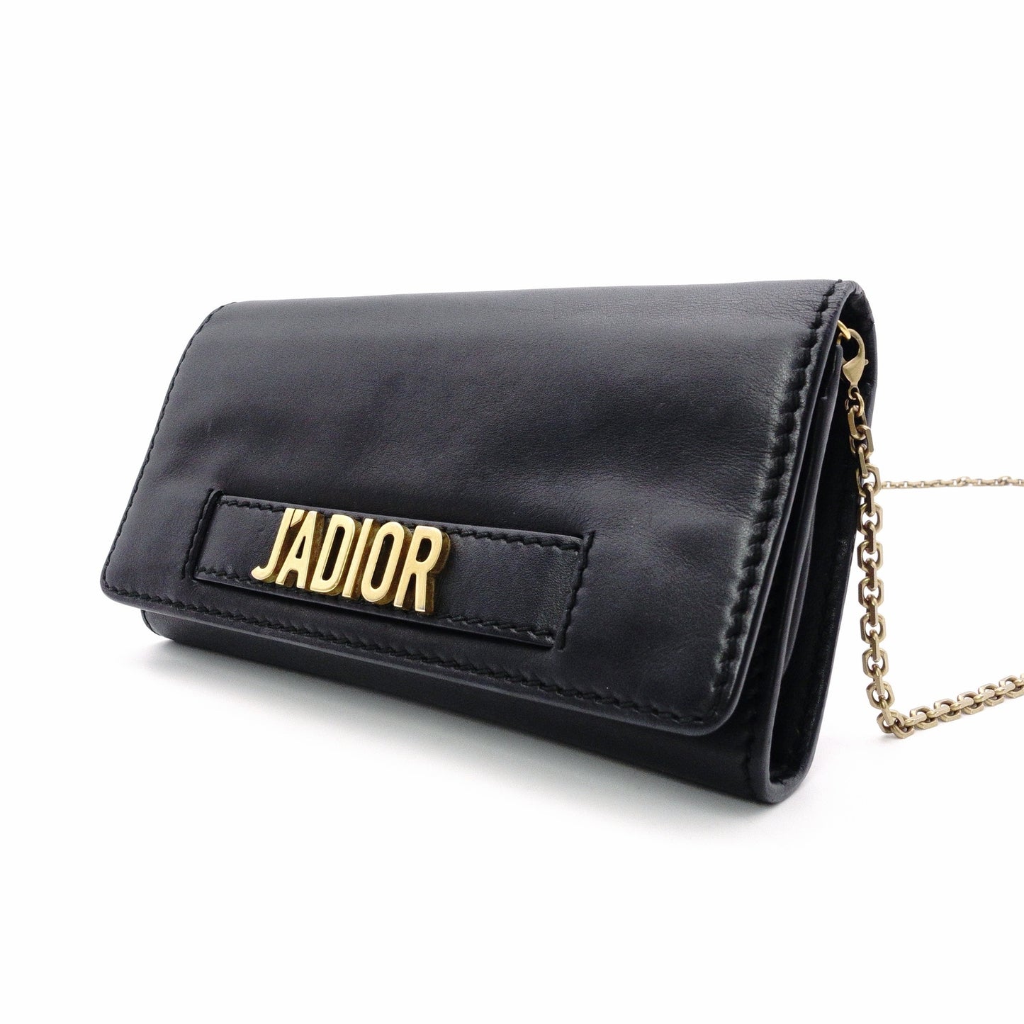 Christian Dior J'ADIOR Wallet Chain, Leather, Black, Crossbody, Gold Hardware