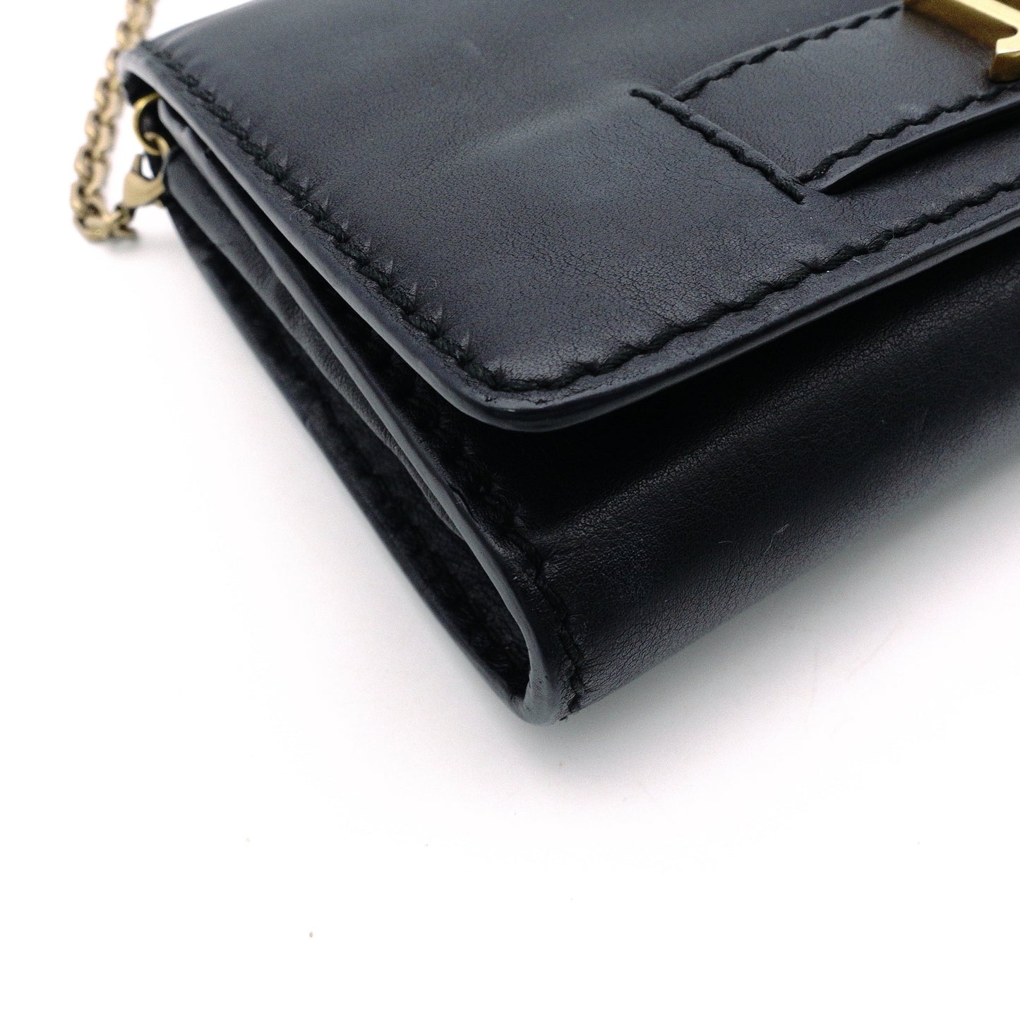 Christian Dior J'ADIOR Wallet Chain, Leather, Black, Crossbody, Gold Hardware