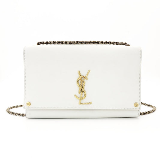Saint Laurent Cassandra White Chain Shoulder Bag YSL White Leather Gold Hardware Crossbody R801912