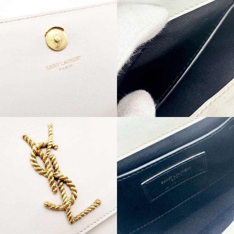 Saint Laurent Cassandra White Chain Shoulder Bag YSL White Leather Gold Hardware Crossbody R801912