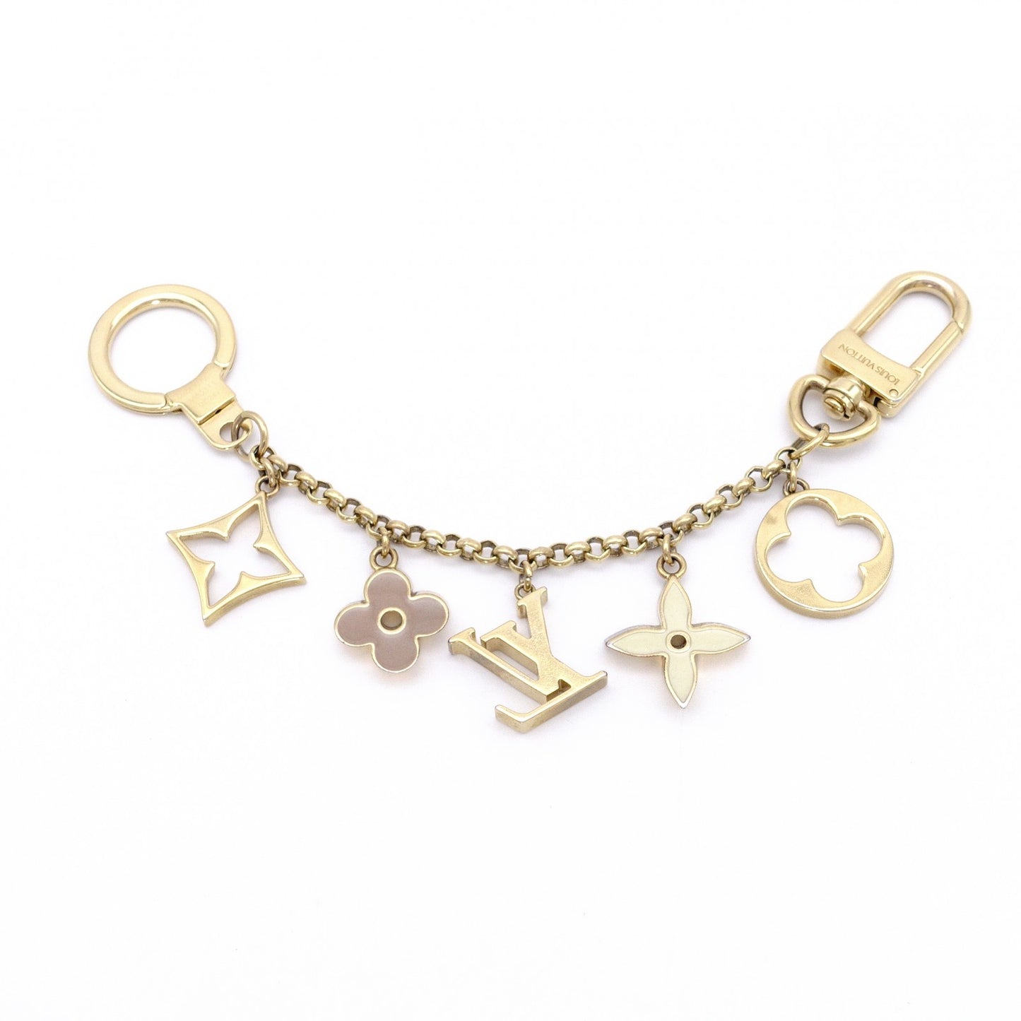 LOUIS VUITTON Monogram Fleur de Monogram Charm, Metal, Gold