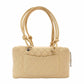 CHANEL Cambon Line Bowling Bag Beige Leather CC Logo Handbag Silver Hardware R8020047